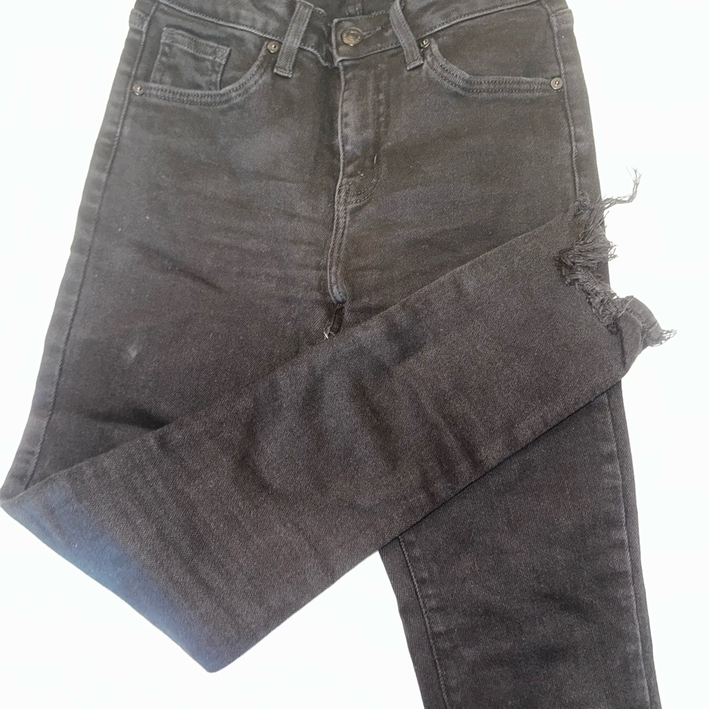 Just Black Boot Cut Jeans Black Sleek Distressed